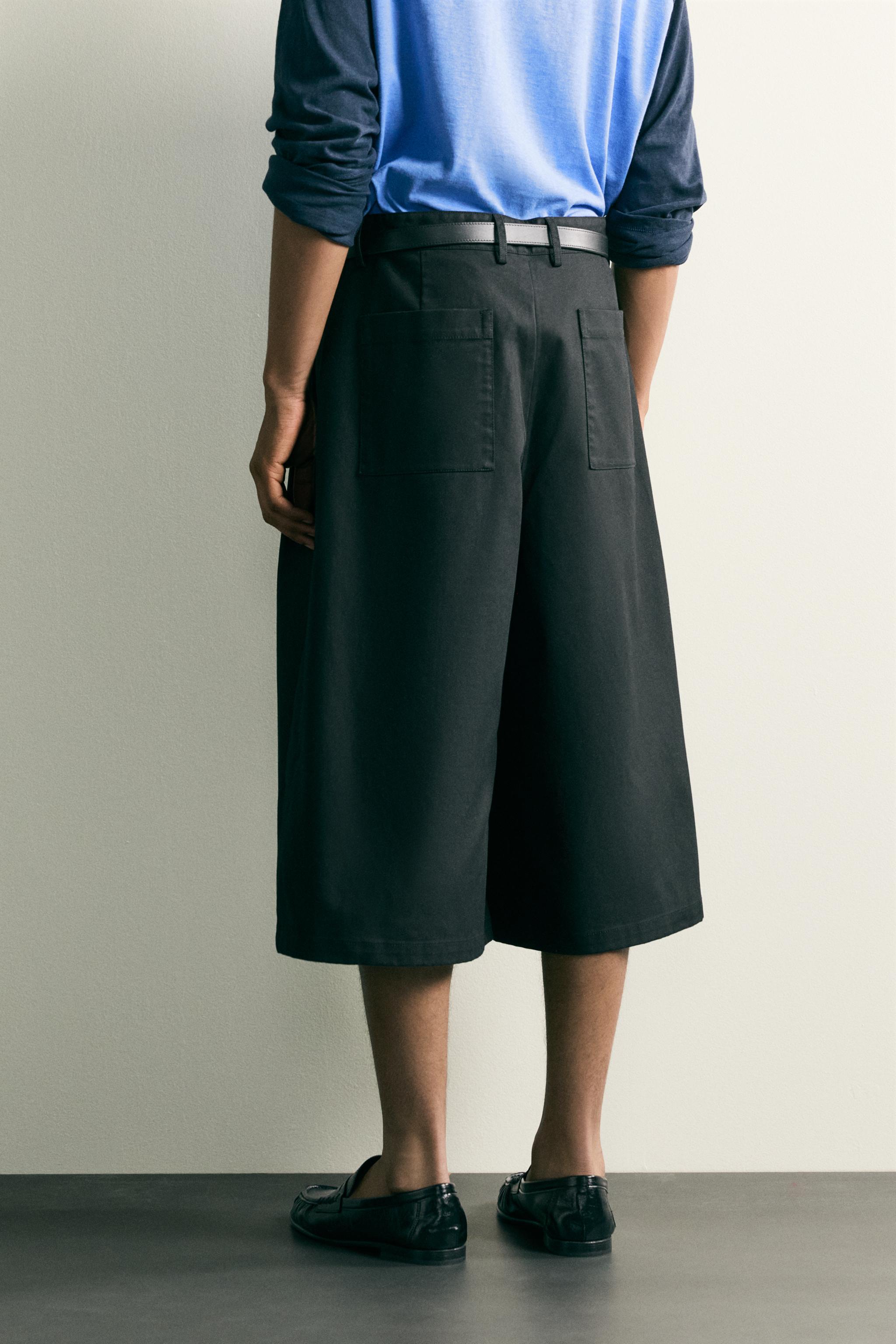 RELAXED FIT CULOTTE PANTS WITH SIDE PLEATS